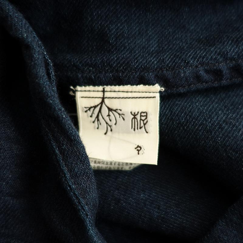 根々 群言堂 *インディゴギャザーコートドレス*コットンネイビー藍色