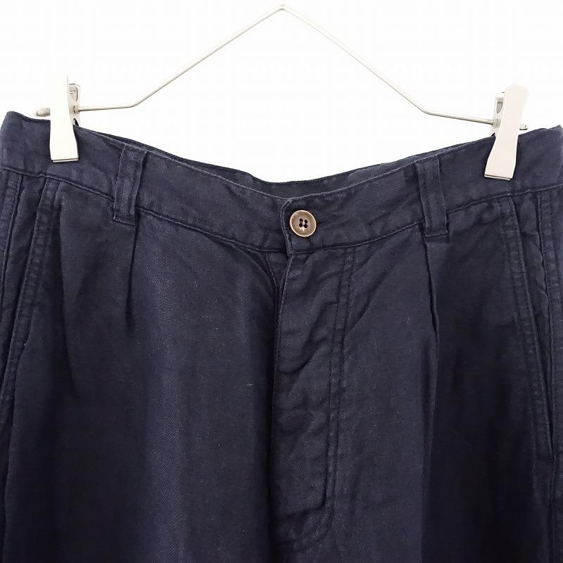ARMEN（アーメン） *リネンヘリンボーンワンタックパンツ*1ネイビー麻 