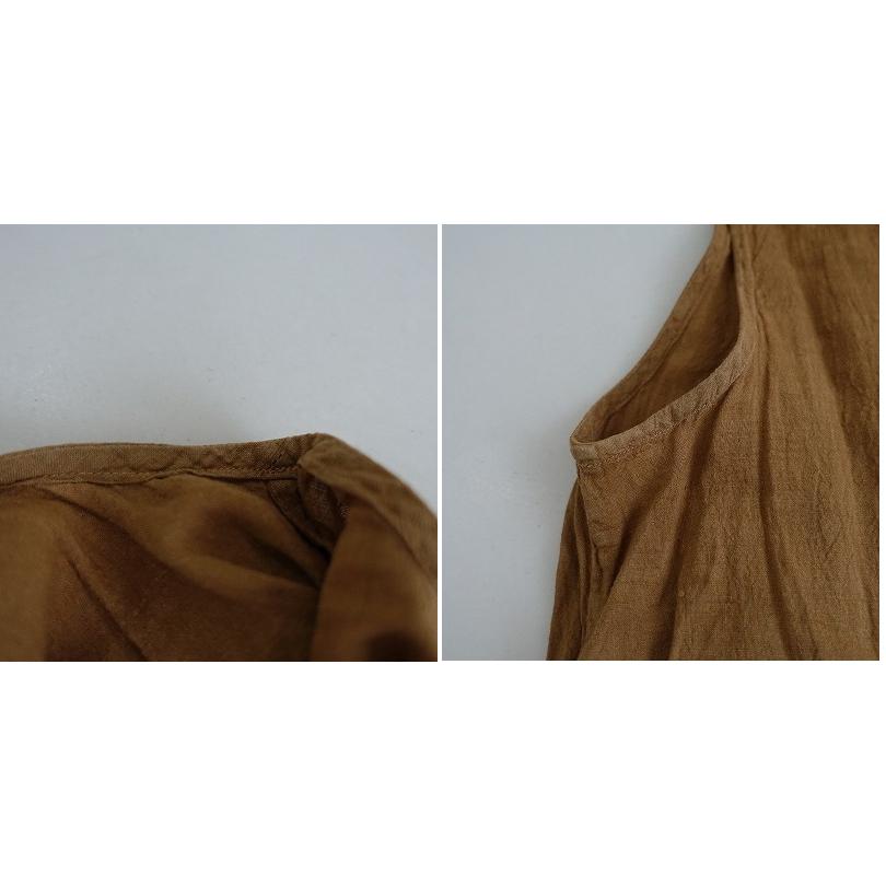 マキマロ *スキッパーネックノースリAラインワンピース*天然素材