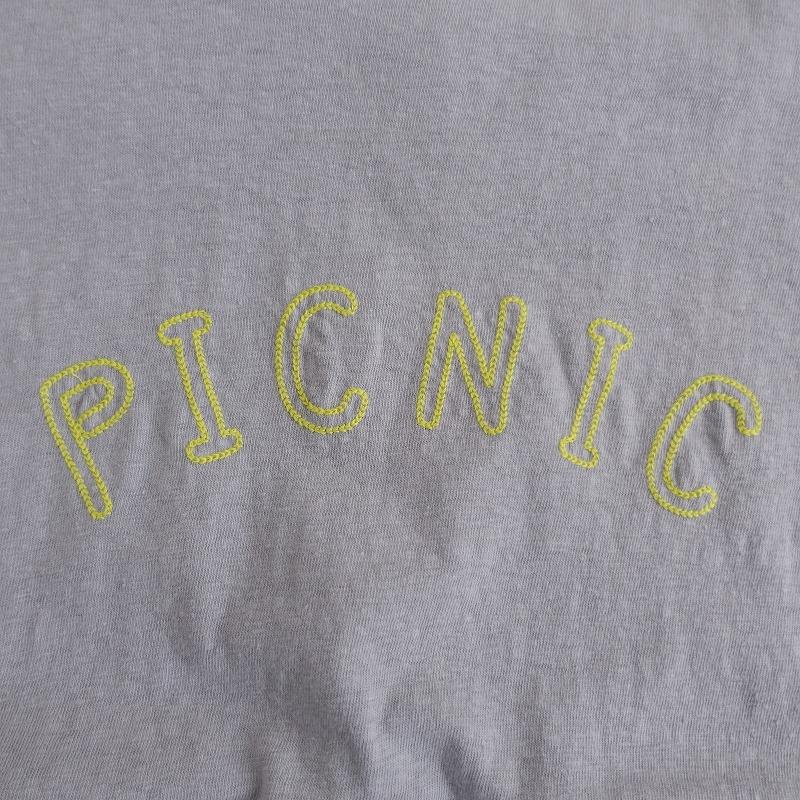 【未使用】ナチュラルランドリー NATURAL LAUNDRY *フロントPICNIC刺繍Tシャツ*3グレー杢ラウンドネック綿(2-2403-614)【22D42】｜drop-kaitori｜06