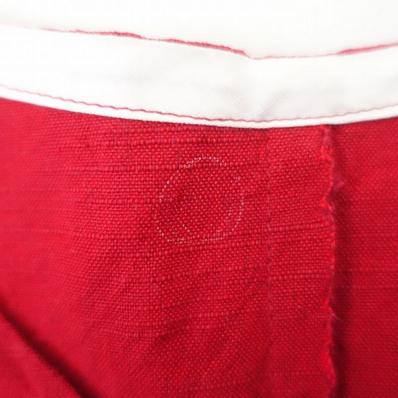 YAMMA ヤンマ産業 *会津木綿Vネックワンピース*コットンレッドワイド  