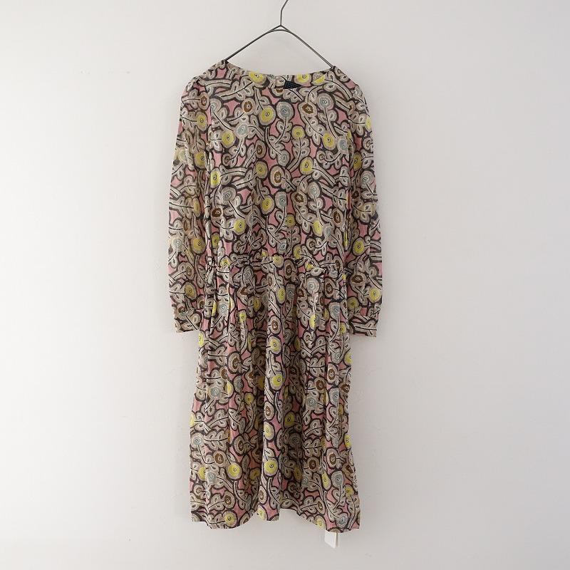 mina perhonen コットンシルクプリントワンピース