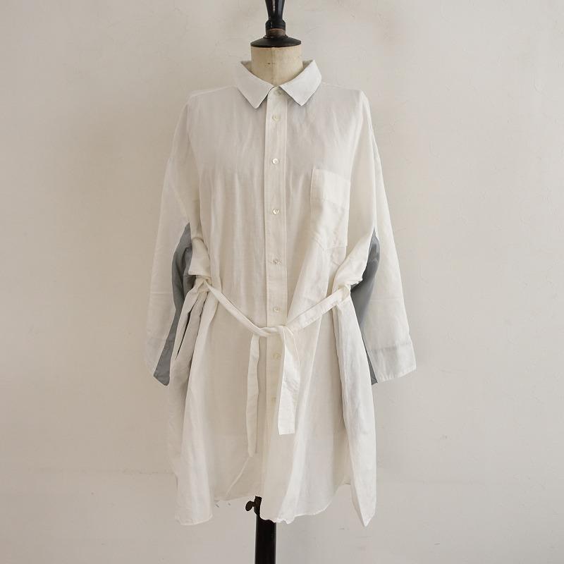 NAKAGAMI 【定価4.2万】ナカガミ *異素材ドッキングビッグシャツ*Fバイ 