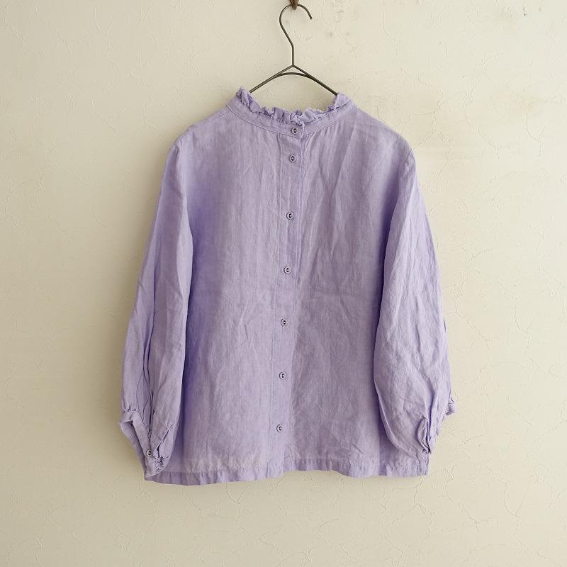 モトミ motomi.m *リネンダブルフリルネックバックボタンブラウス*麻布