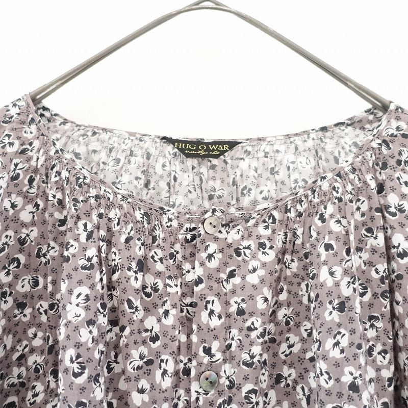 ハグオーワー ボート ネック 長袖 シャツ 花柄 レース