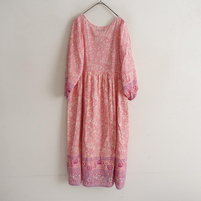 SLOBE IENA スローブイエナ *更紗パネルプリントVネックギャザードレス 