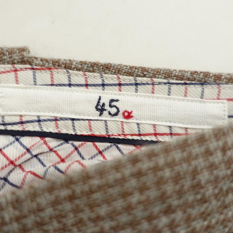 45R（フォーティファイブアール） *ウール千鳥格子スラックス*3モカ