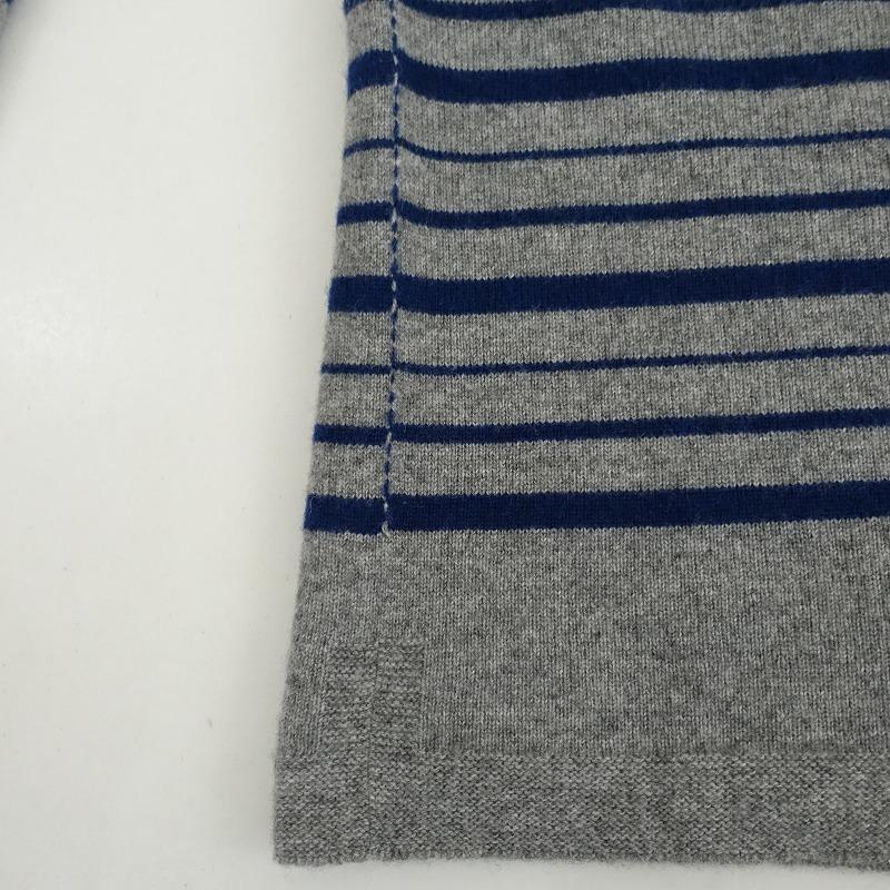 YURI PARK ネイビーグレー ストライプニットカシミヤ