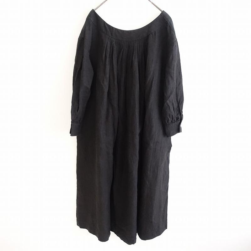 ザニ―二 ZANINI with Arts&Science *タックワンピース*36墨黒リネン綿