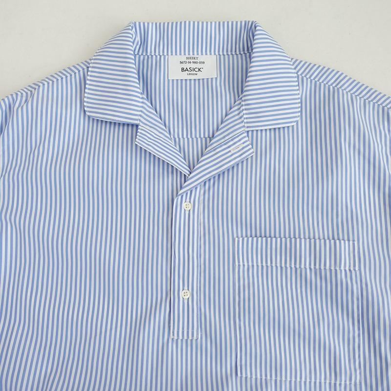 美品/定価3万】ベイシックス BASICKS *ストライプスリーピングシャツ