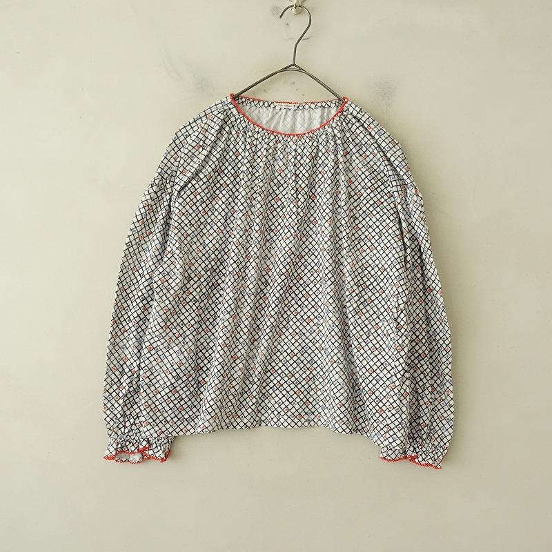 新品未使用ミナペルホネン　 wind　basket　幾何学総柄　 ブラウス　38 mina perhonen 【2024AW/定価1.8万】ミナペルホネン *tuike