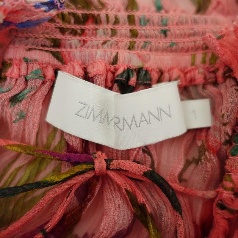 2022】ジマーマン Zimmermann*Tropicana Lantern Silk Dress*1コーラル 
