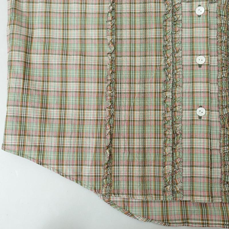 PINK HOUSE ピンクハウス *ピコフリルフーディチェックブラウス*L  