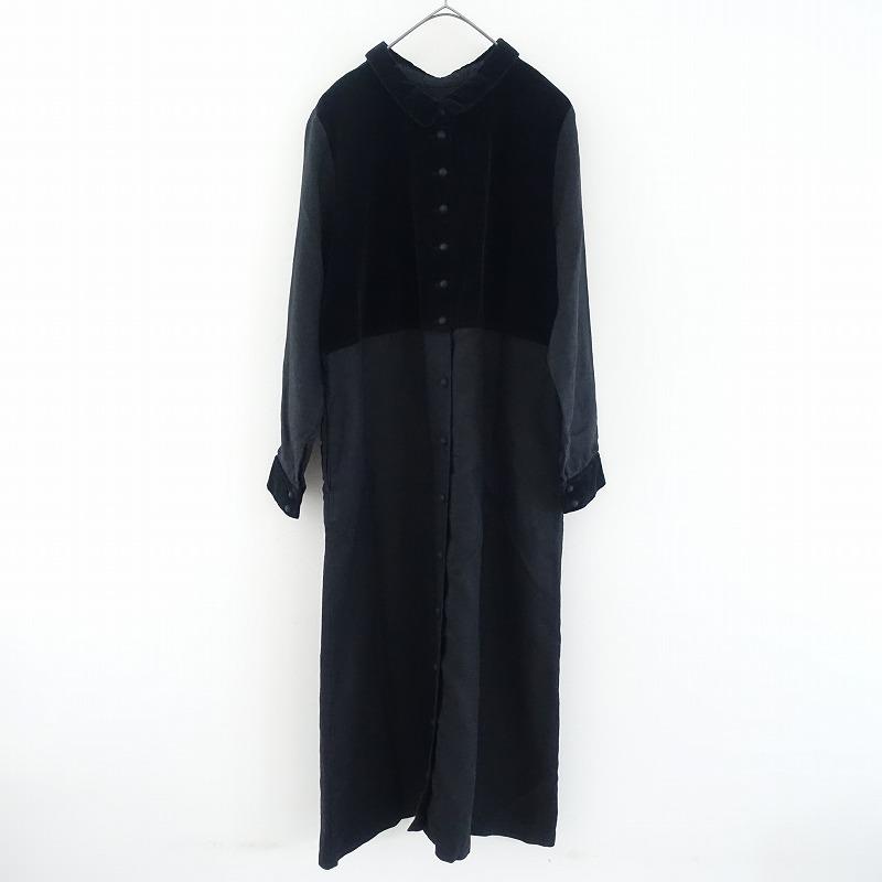 nest Robe ネストローブ リネン ロングシャツワンピース ブラック