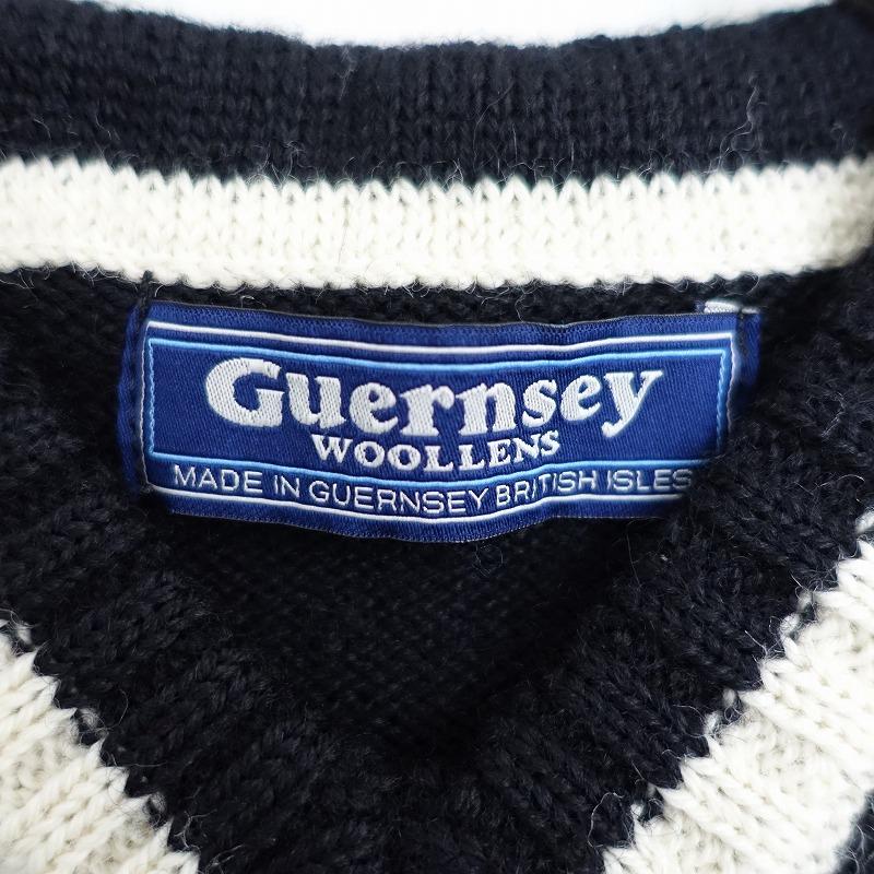 ガンジーウーレンズ＊Vネックラインセーター ニット サイズ36 Guernsey Woollens ガンジーウーレンズ *Vネックラインセーターウール
