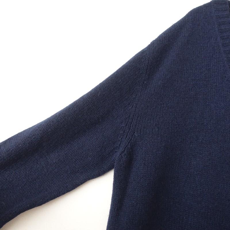 美品△HERMES エルメス カシミヤ コットン クルードセルボタン Vネック  