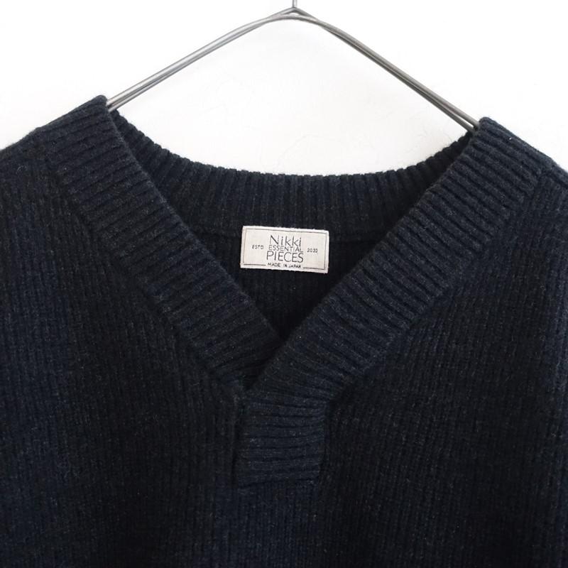 2024AW/定価3.7万】Nikki ESSENTIAL PIECES*Vネックウールアゼ編みプル