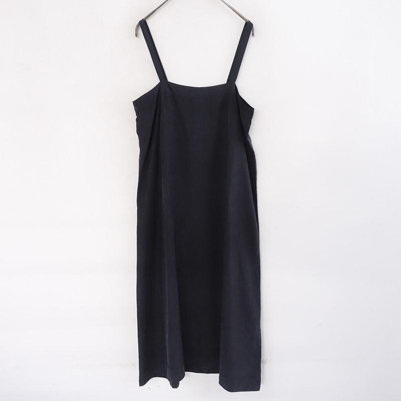 定価3.8万】ヨリ Yoli *シルクAラインキャミドレス*2墨黒ストラップ
