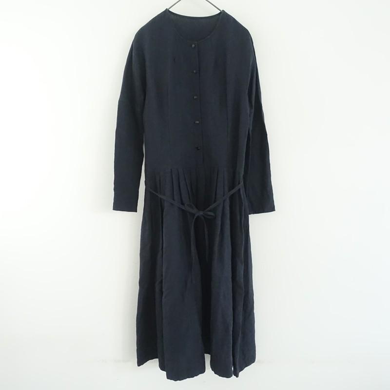 リゼッタ　リネンワンピース リゼッタ Lisette *ノーカラーウエストタックリネンワンピース