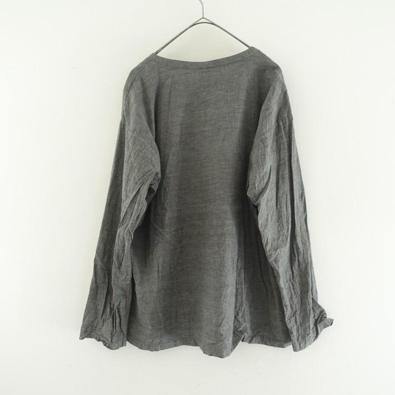 2023AW/ヨリ Yoli *コットンウールシンプルブラウス*Fダークグレー杢 
