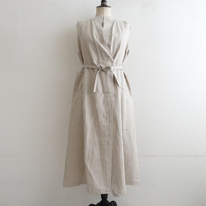 ドーイ DOI *ラップガウンエプロンドレス*サンドベージュリネン  