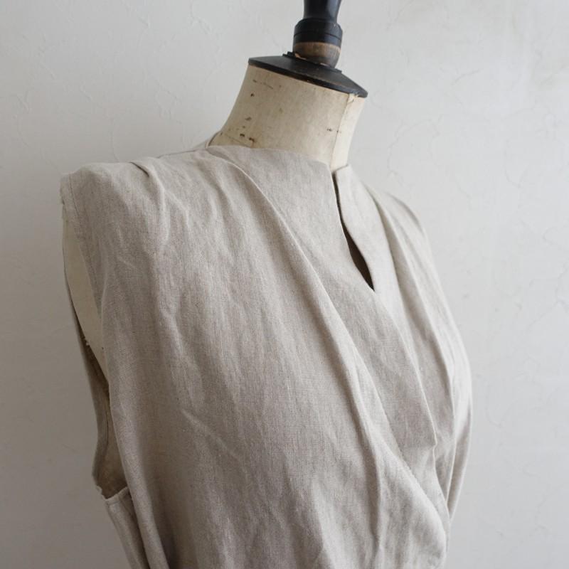 ドーイ DOI *ラップガウンエプロンドレス*サンドベージュリネン