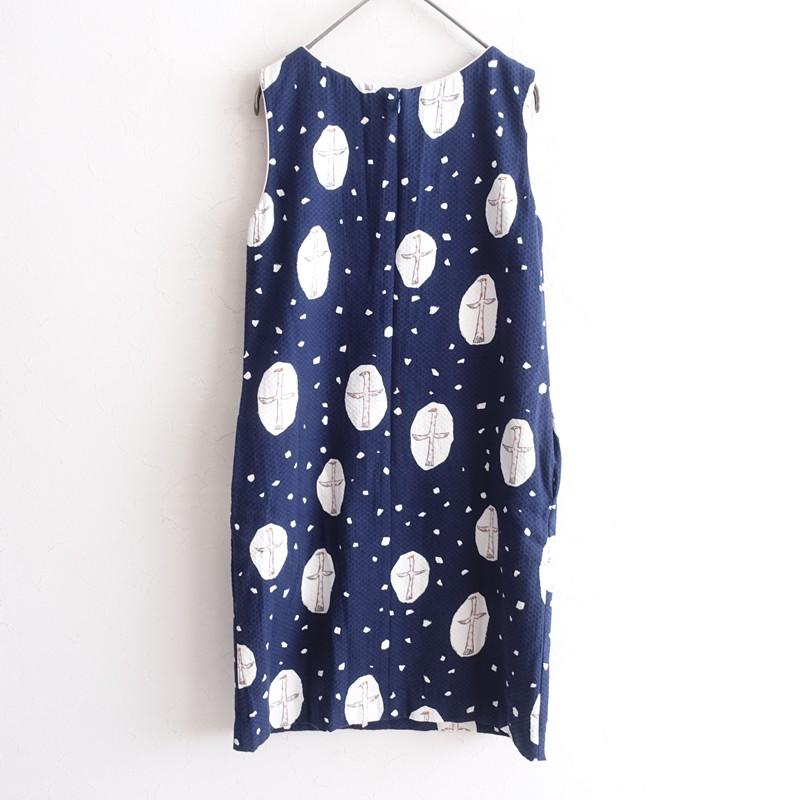 minä perhonen ネイビー ドット柄 半袖 ワンピース minä perhonen ネイビー ドット柄 半袖 ワンピース