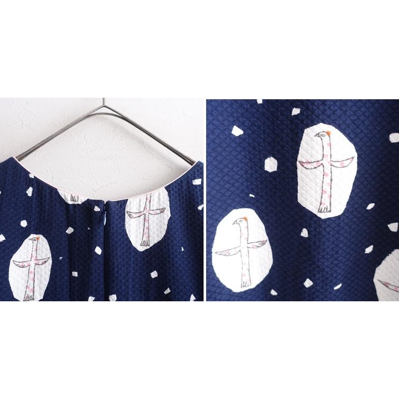 mina perhonen ミナペルホネン パーロ ノースリーブ ワンピース 定価4.8万】ミナペルホネン mina perhonen cross birdプリント