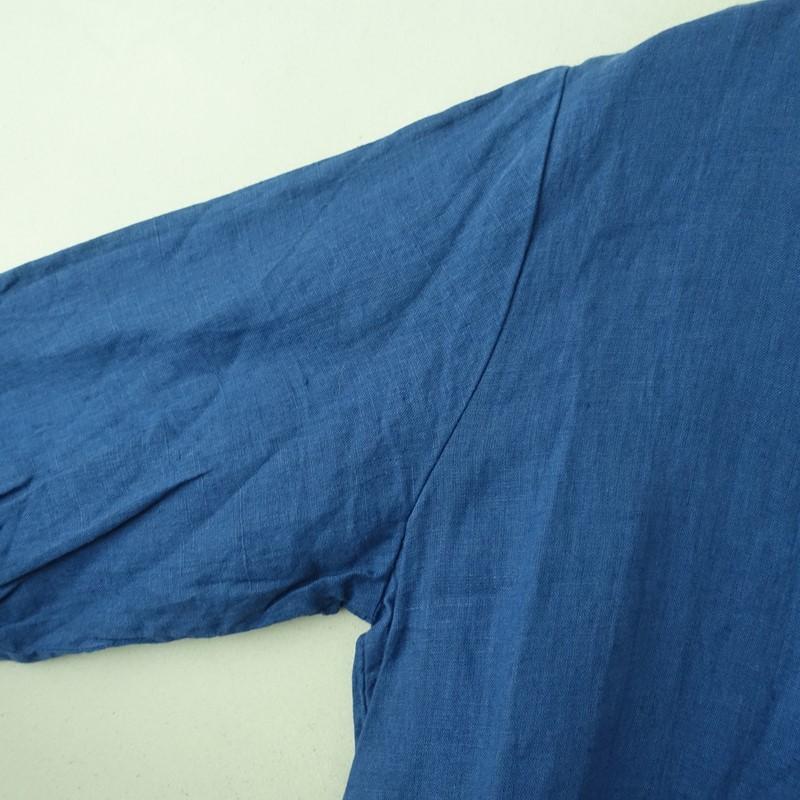 フォグリネンワーク fog linen work *リネン前ボタンワンピース*ブルー