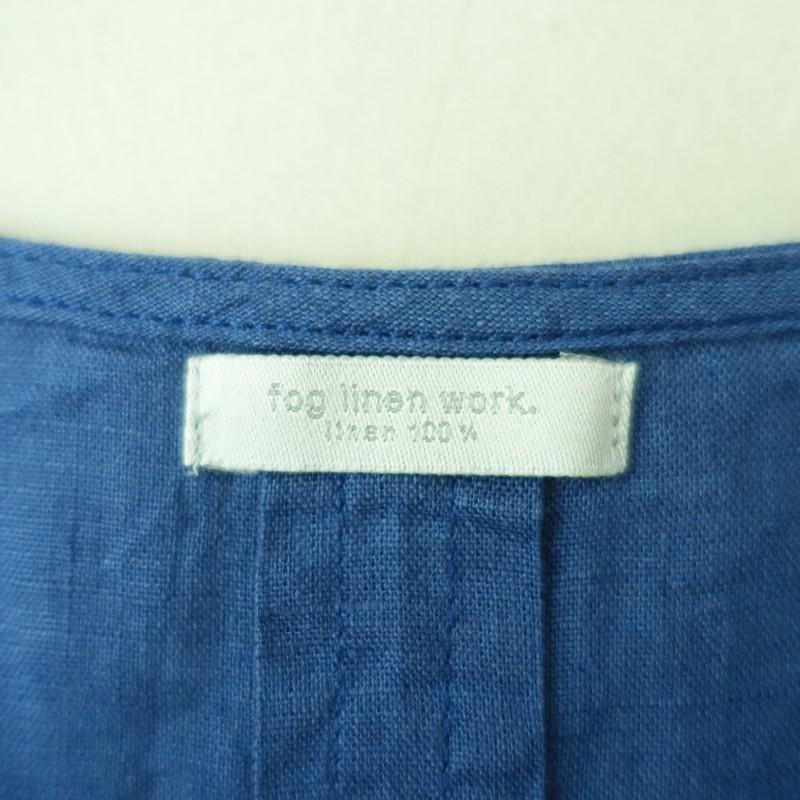 フォグリネンワーク fog linen work *リネン前ボタンワンピース*ブルー