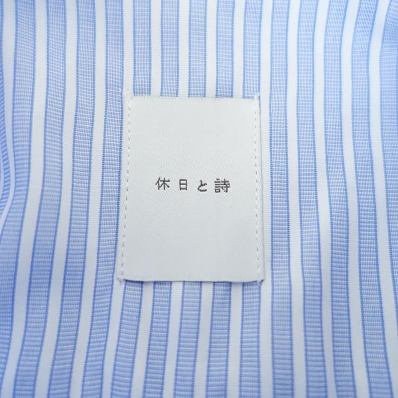 TANDEY 休日と詩 *くちぶえシャツ*水色ストライプバンドカラー 