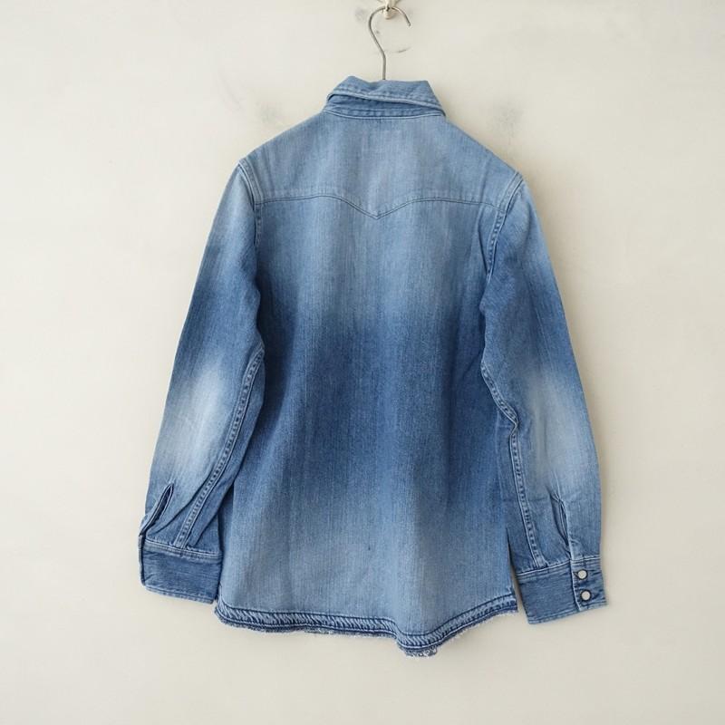 BLUE BLUE（ブルーブルー） *リペア加工ソフトデニムウエスタンシャツ