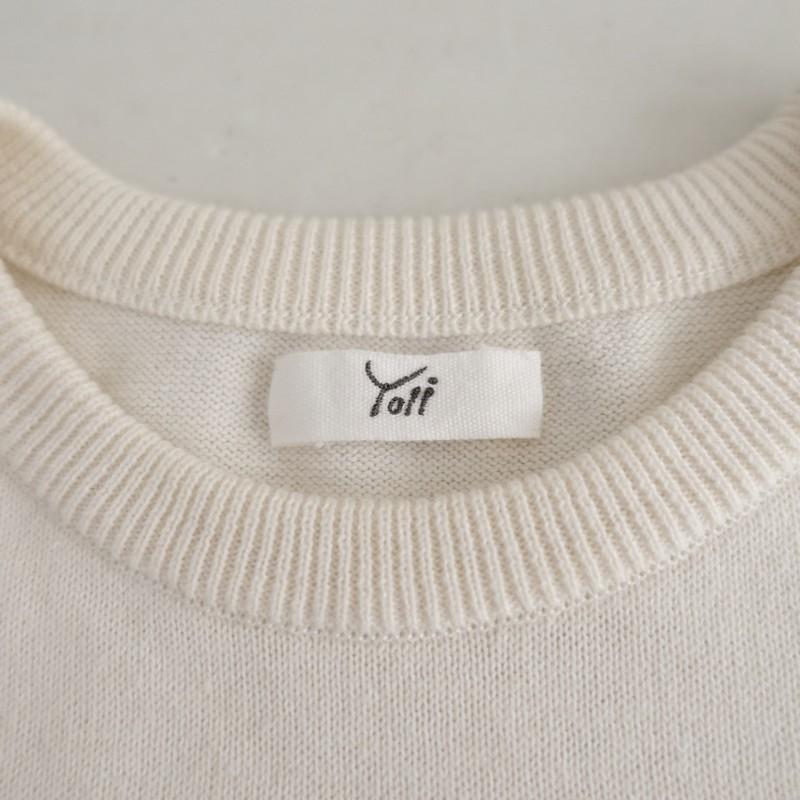 2025SS/定価3.5万】ヨリ Yoli *CREWNECK KNIT*03オフホワイトコットン