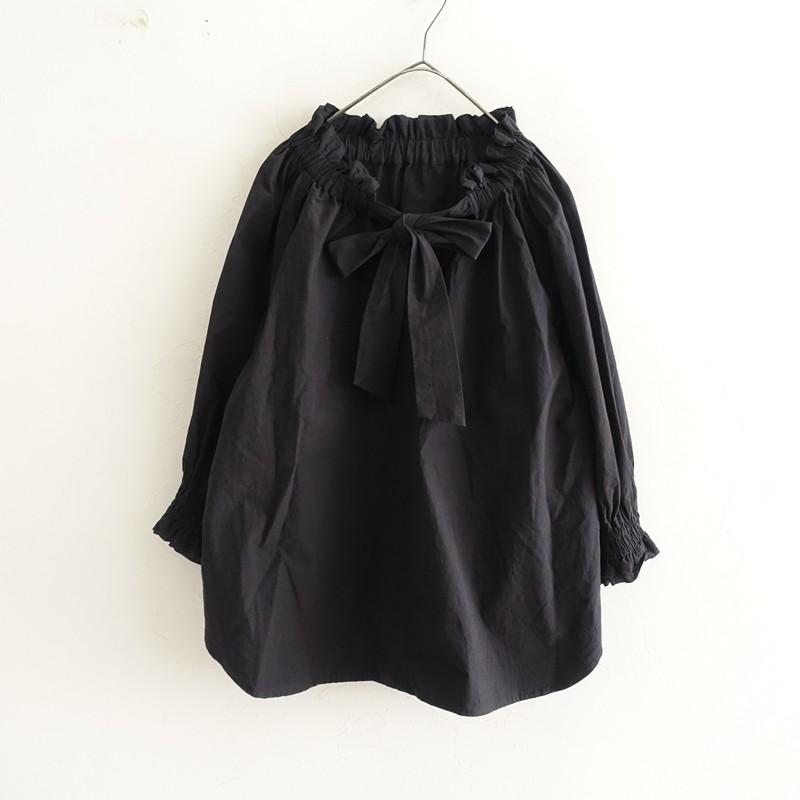 定価1.7万】シップス Ships *ネックギャザー7分袖ボウタイブラウス*墨 