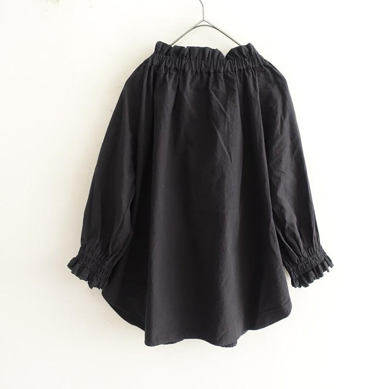 定価1.7万】シップス Ships *ネックギャザー7分袖ボウタイブラウス*墨 