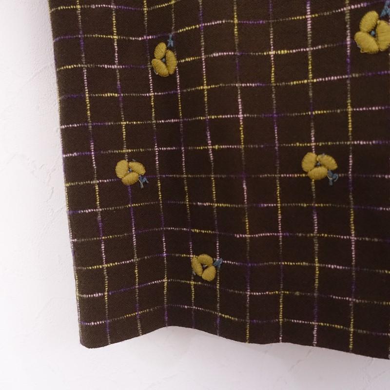 ミナペルホネン mina perhonen *ohayoウールエンブロイダリーノースリーブワンピース*38花柄刺繍ジャンスカ(2-2602-467)【22C62】_3