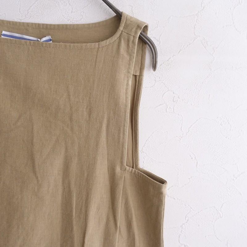 クリスタセヤ cristaseya *JAPANESEコットンリネンTRAPEZE DRESS*XSキャメルノースリーブAラインワンピース(2-2602-93)【60C62】の画像