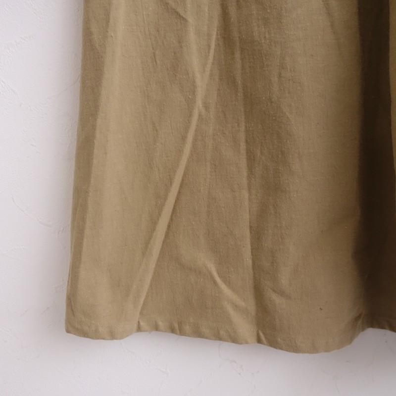 クリスタセヤ cristaseya *JAPANESEコットンリネンTRAPEZE DRESS*XSキャメルノースリーブAラインワンピース(2-2602-93)【60C62】の画像
