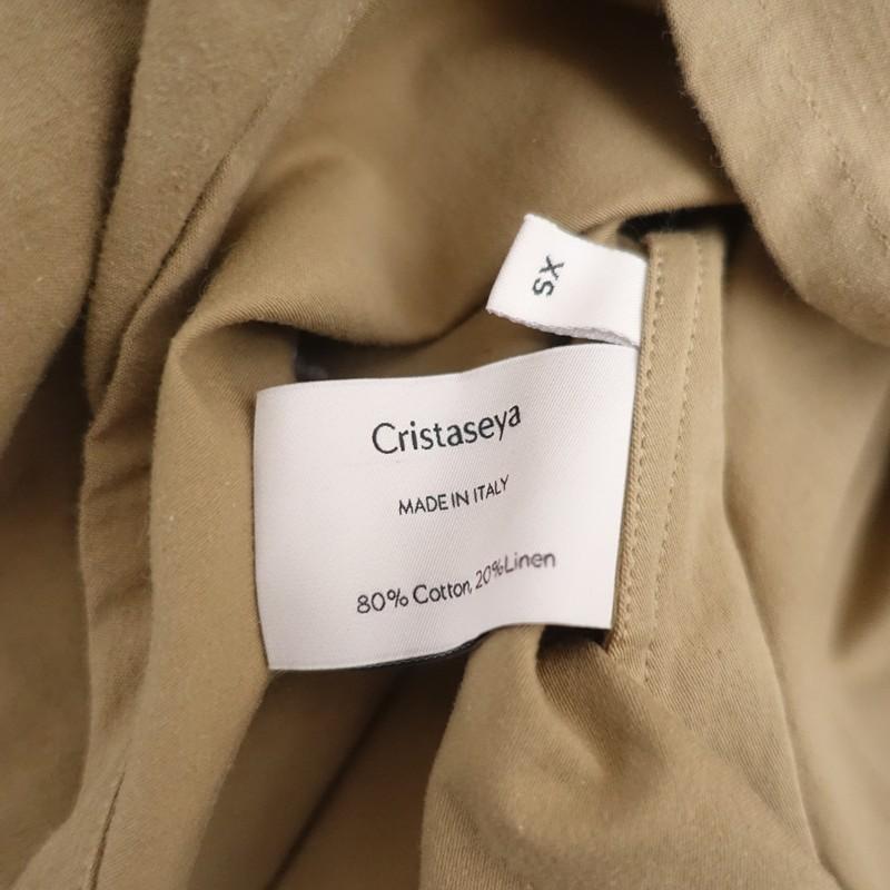 クリスタセヤ cristaseya *JAPANESEコットンリネンTRAPEZE DRESS*XSキャメルノースリーブAラインワンピース(2-2602-93)【60C62】の画像