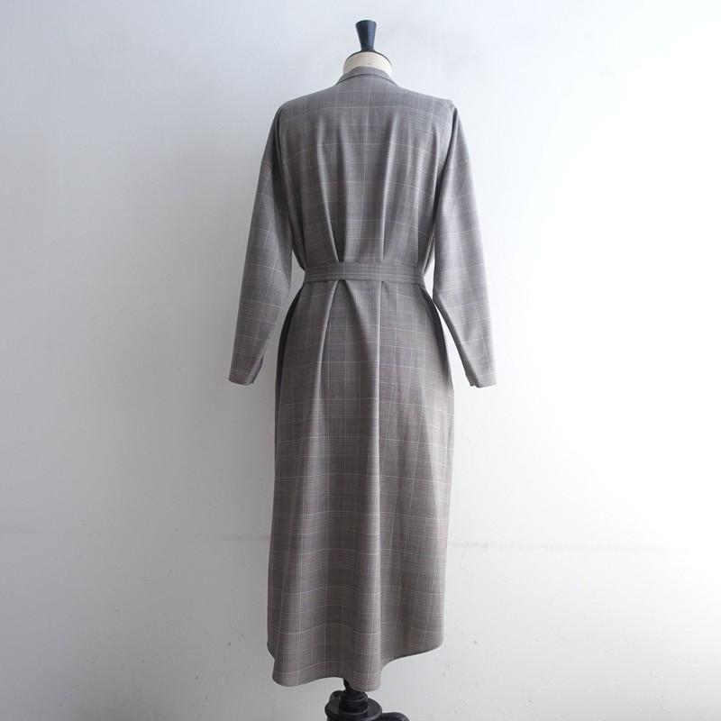 loin. 【美品】ロワン *キーネックグレンチェックベルテッドワンピース