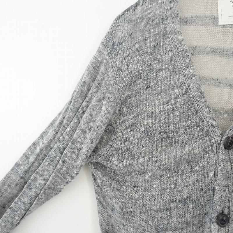 Vlas Blomme //ヴラスブラム *リネン切替ニットカーディガン*1麻グレー