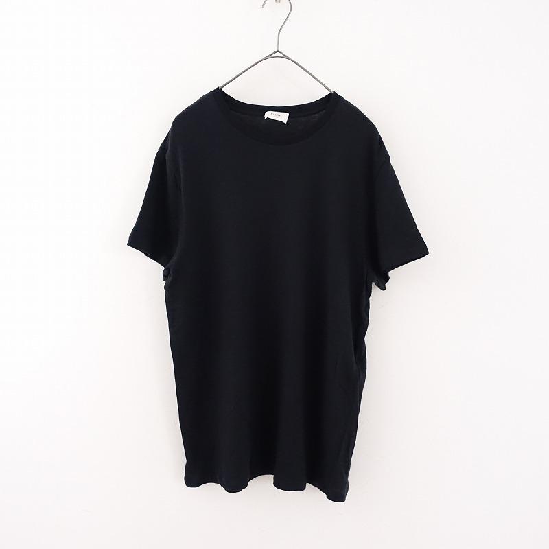 セリーヌ CELINE *コットンカシミヤTシャツ 無地カットソー*S黒 セリーヌ CELINE *コットンカシミヤTシャツ 無地カットソー*S黒