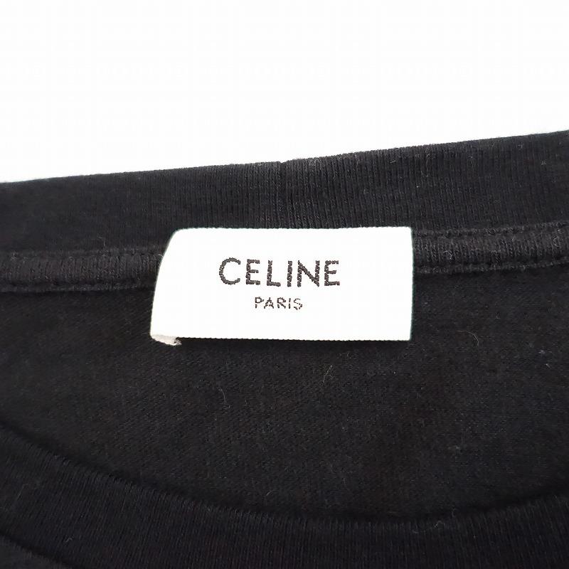 セリーヌ CELINE *コットンカシミヤTシャツ 無地カットソー*S黒 セリーヌ CELINE *コットンカシミヤTシャツ 無地カットソー*S黒