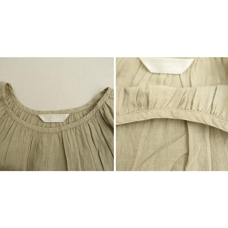 リゼッタ Lisette *リネンフレンチスリーブワンピース*麻グリーン 