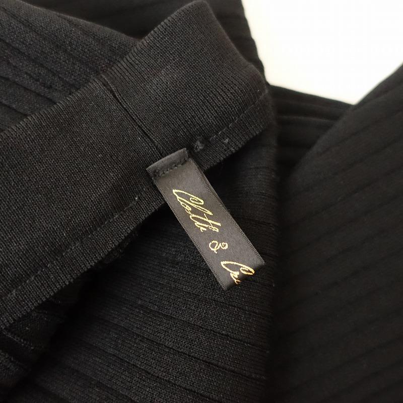 CLOTH&CROSS クロス＆クロス *リブニットクロップドパンツ*1ブラック黒