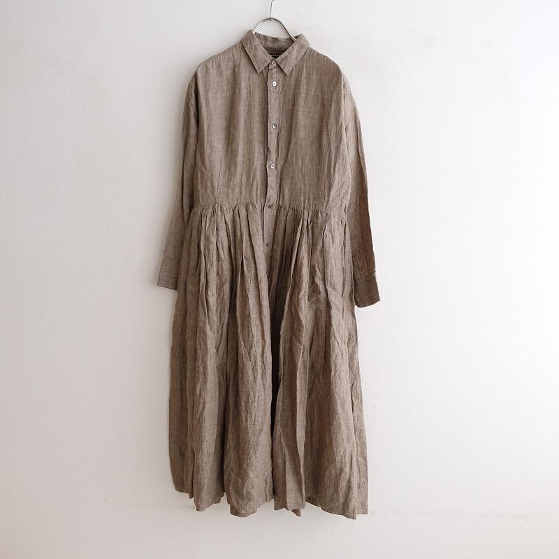 オールドマンズテーラー R&D.M.Co- *リネンギャザー切替ワンピース*S麻  
