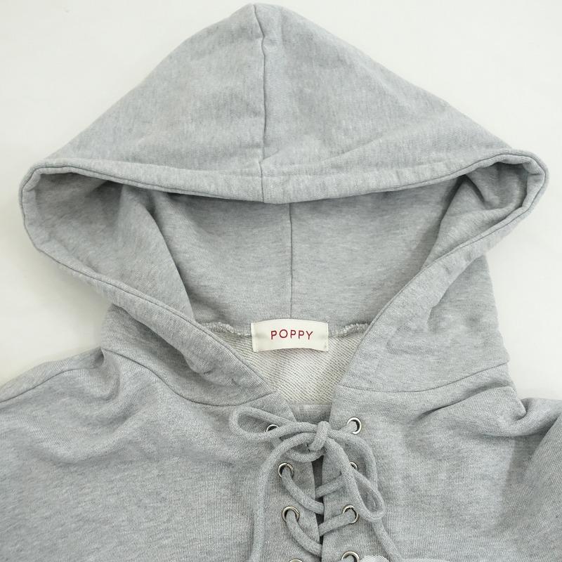 定価1.6万】ポピー POPPY *TULLE DOCKING HOODIE*F綿スウェット杢 
