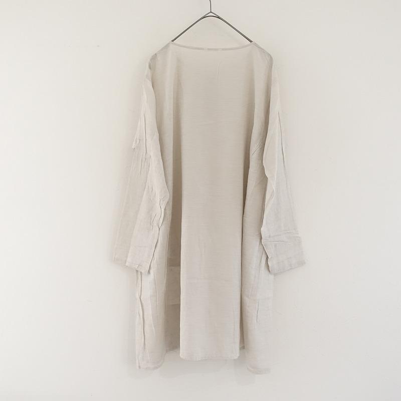 TOUJOURS（トゥジュー） *シルクコットンサイドギャザーチュニックワンピース*F絹綿グレーベージュ薄手(25-2407-472 ...