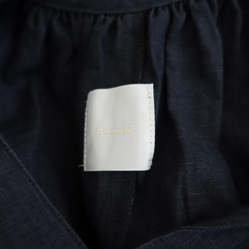 Gauze# ガーゼ *リネンサロペットパンツ*F麻グレーネイビーバック 