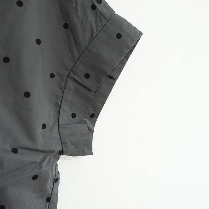 【新品タグ付き】mizuiroind◆バンドカラーカラーワイドシャツ◆ドット ミズイロインド mizuiro-ind *バンドカラードットプリントワイドシャツ